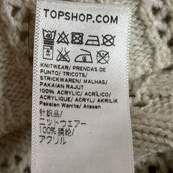 Topshop Women's Crop Pointelle Knit Pullover Sweater Ivory Cream Size 6 - Picture 14 of 14